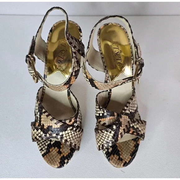 Michael Kors JET SET 6 Odessa 7.5 M Leather Snake Print Buckle HEELS Sandals - Picture 4 of 9